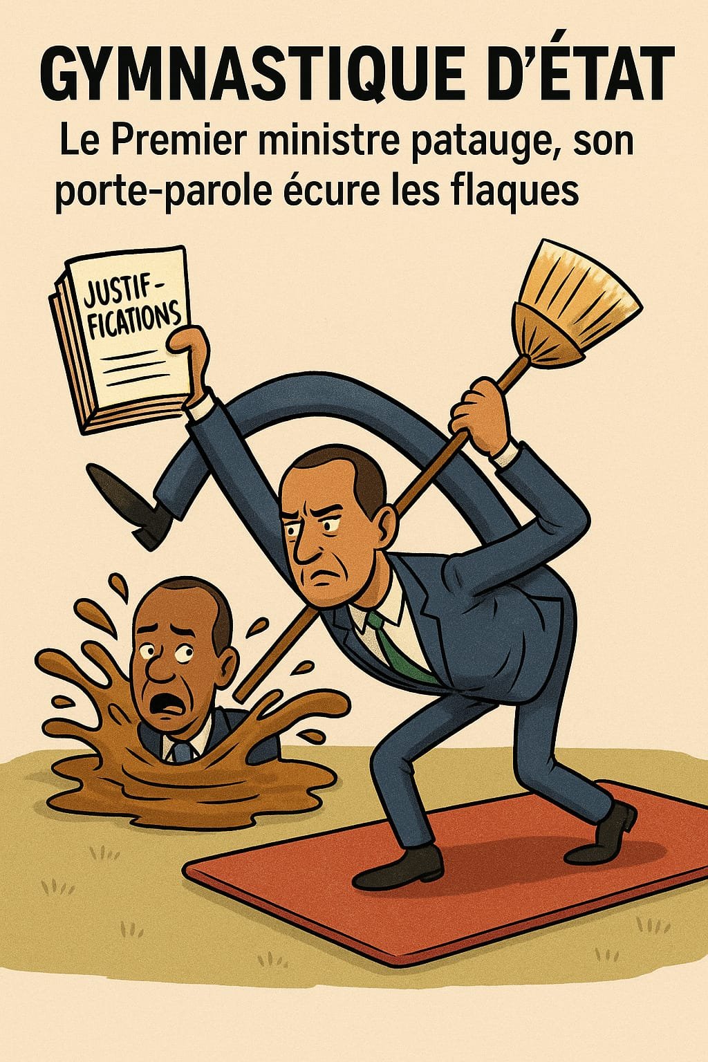 Gymnastique d’État : le Premier ministre patauge, son porte-parole écure les flaques
